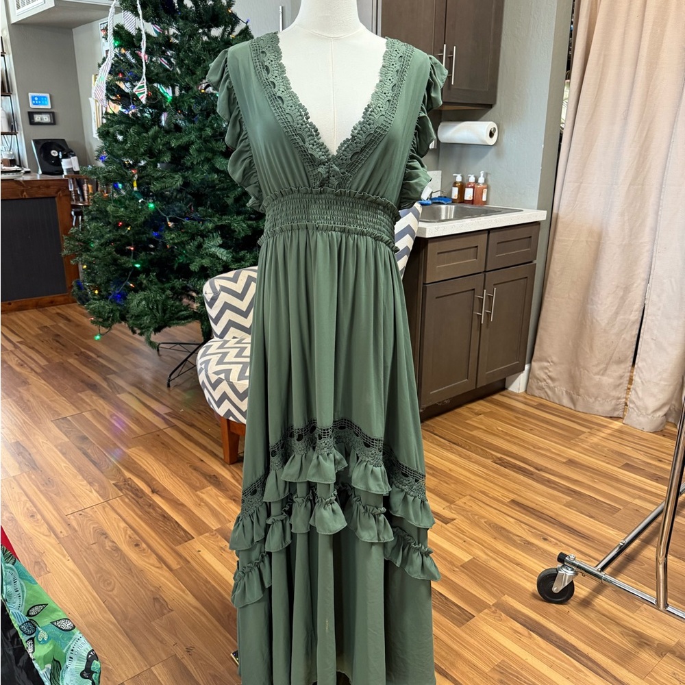 Baltic Born Olive Lace Maxi Dress